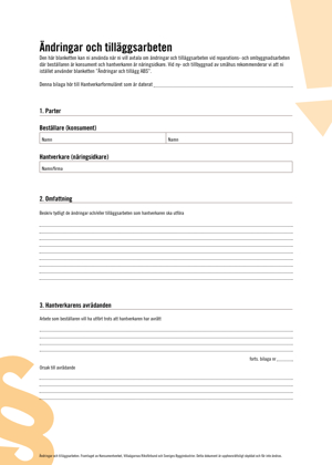 Ändringar och tilläggsarbeten ABS 18