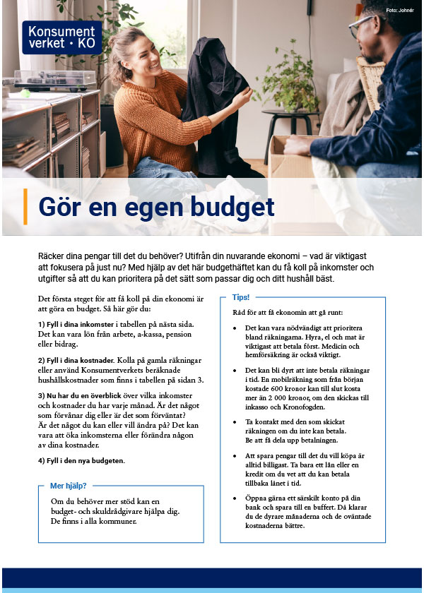 Gör en egen budget - Budgethäfte