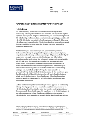 Granskning av avtalsvillkor för vårdförsäkringar 