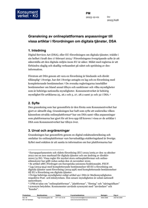 Granskning av onlineplattformars anpassningar till DSA