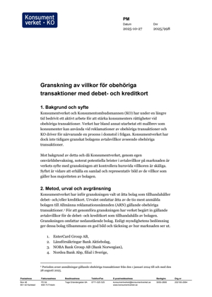 Granskning av villkor för obehöriga transaktioner med debet- och kreditkort