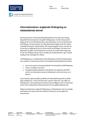 Informationsbrev angående förlängning av tidsbestämda elavtal