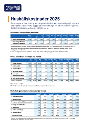 Beräknade hushållskostnader