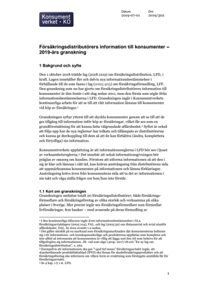 Försäkringsdistributörers information till konsumenter – 2019-års granskning