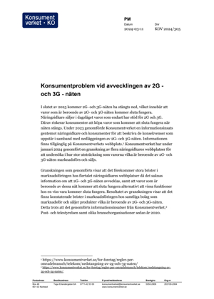 Konsumentproblem vid avvecklingen av 2G - och 3G - näten