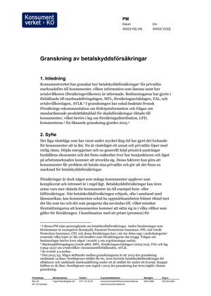 Granskning av betalskyddsförsäkringar (2023)