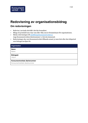 Redovisning av organisationsbidrag