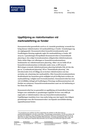 Uppföljning av riskinformation vid  marknadsföring av fonder